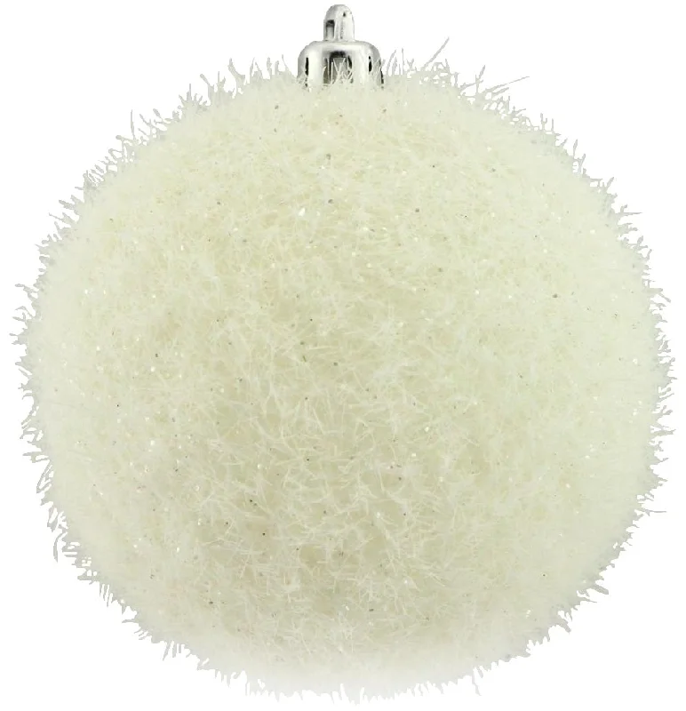 100MM Flocked Hair Glitter Ball Ornament