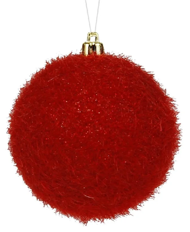 100MM Flocked/Hair Glitter Ball Ornament