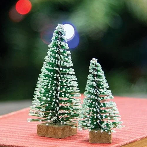 12 Set Mini Frosty Bottle Brush Trees