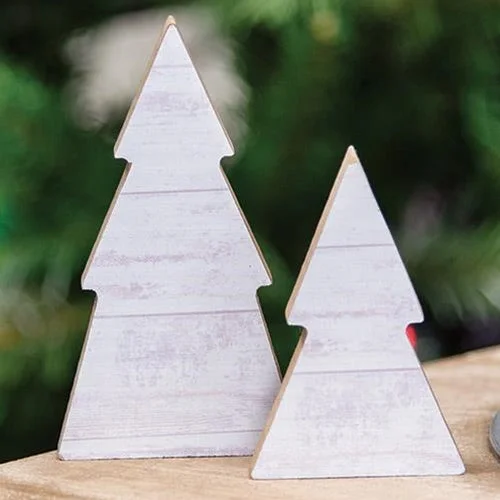 2 Set White Shiplap Christmas Trees