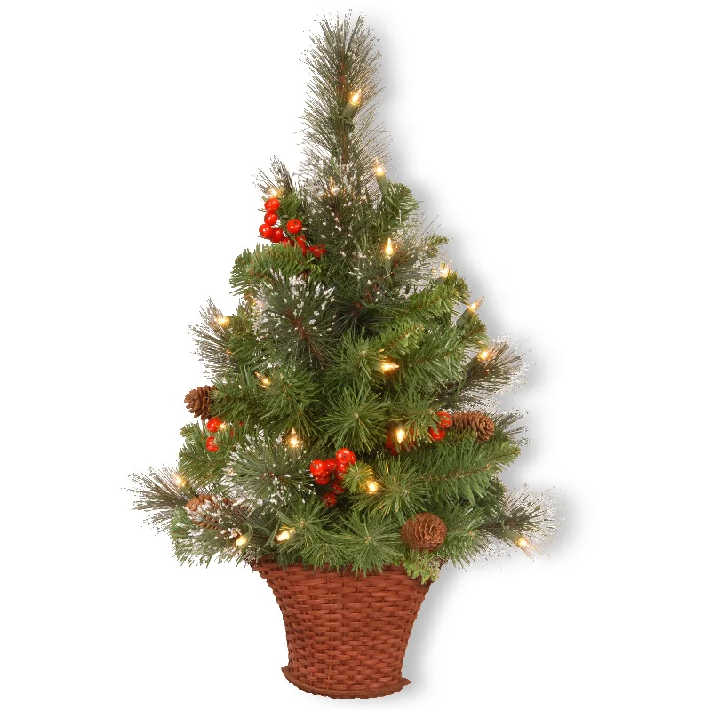 3 ft.Pre-Lit Crestwood Spruce Tree with Warm White LED Lights