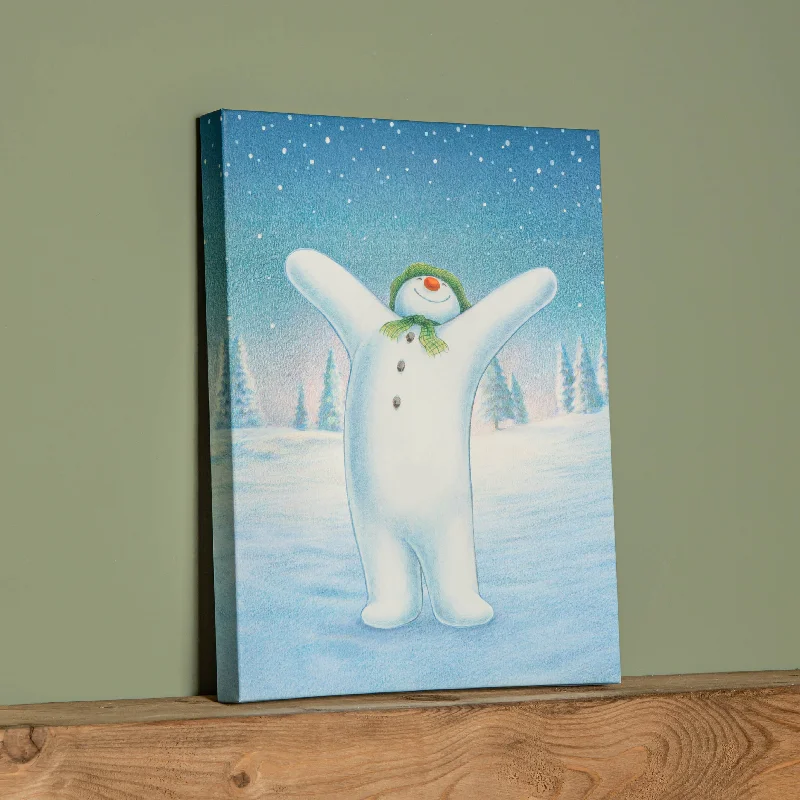 30 x 40cm Battery Operated Light up The Snowman Christmas Canvas with LEDs