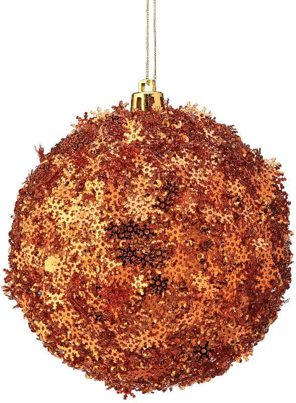 4" Metallic Copper Snowflake Ball Ornament