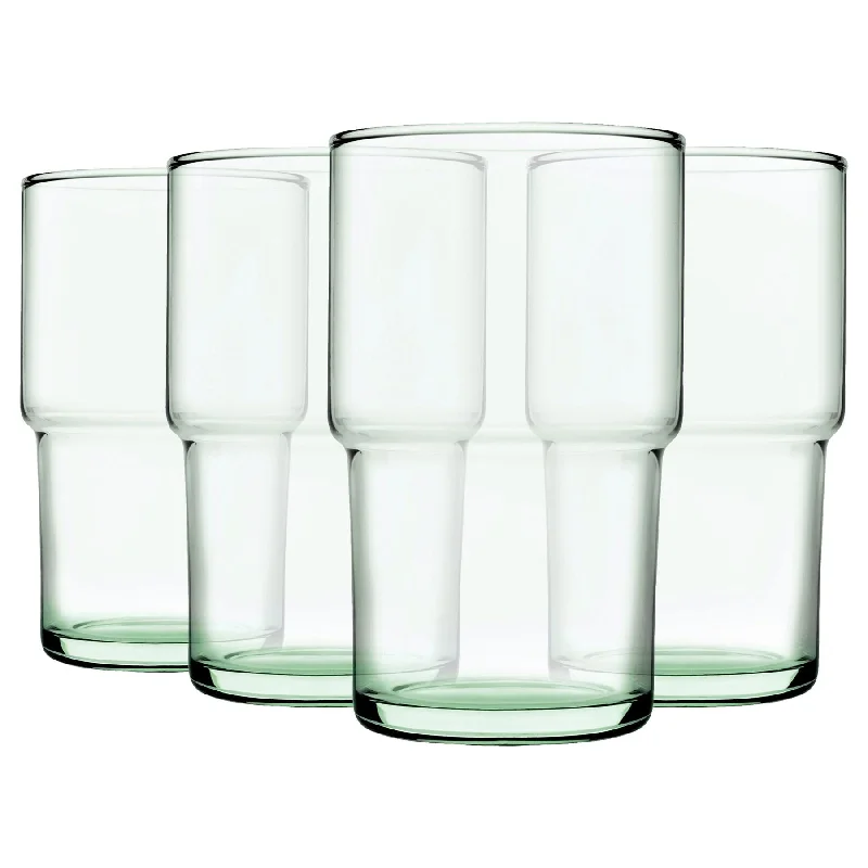 440ml Aware Hill Recycled Stacking Highball Glasses - Green - Pack of Four - By Pasabahce