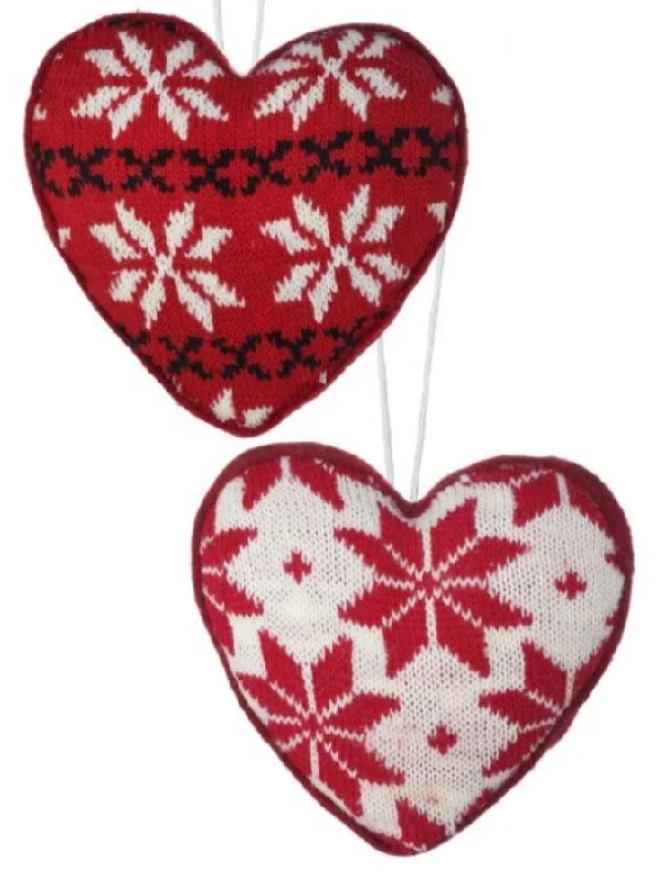 5" Knit Snowflake Heart Ornament