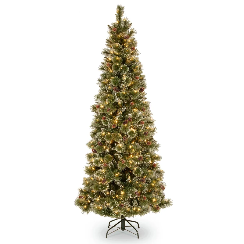 6.5 ft. Pre-Lit Glittery Bristle Slim Tree with Clear Lights