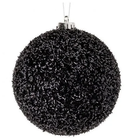 6" Black Glamour Ball Set Of 4