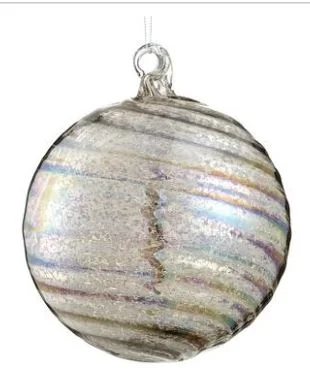 6" Silver Iridescent Mercury Glass Ball Ornament Set Of 2