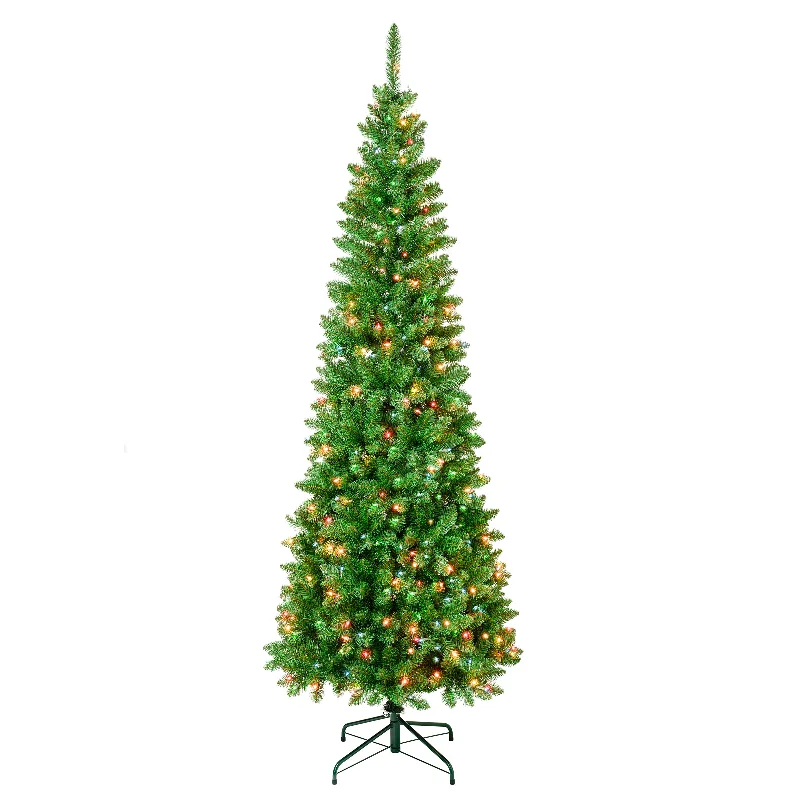 7.5 ft. Pre-Lit Rowan Pencil Slim Tree with Multicolor Lights