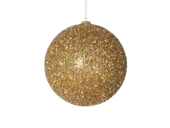 8" Gold Glitter Ball Set Of 2