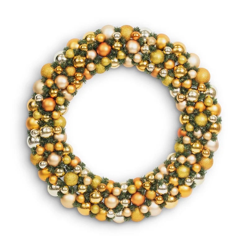 90cm Christmas Gold Bauble Wreath - Hire