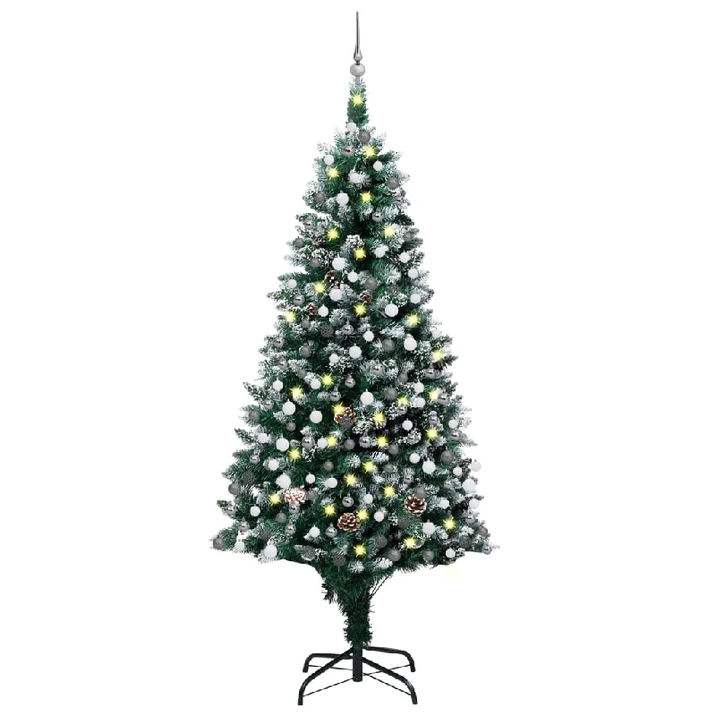 Artificial Christmas Tree with LEDs& Ball Set&Pine Cones 210 cm