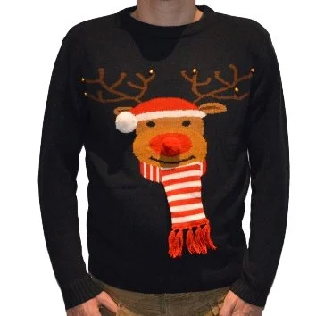 BENROSS 3D Knitted Christmas Jumper in Navy Reindeer - Large