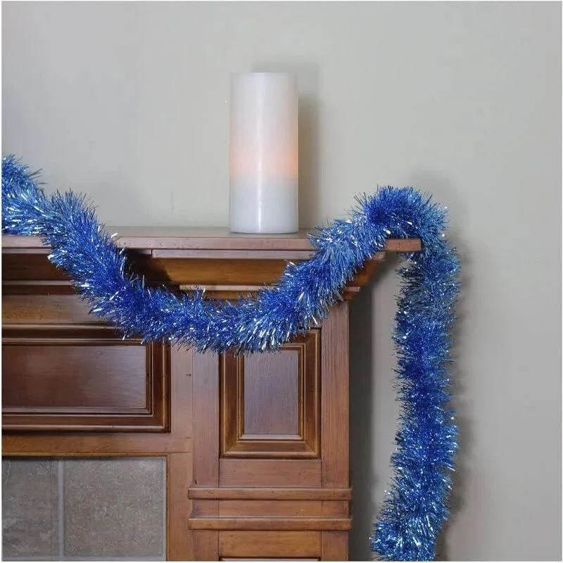 15' Blue Tinsel Christmas Garland