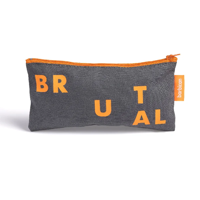 Brutal Grey & Neon Orange Zip Pouch