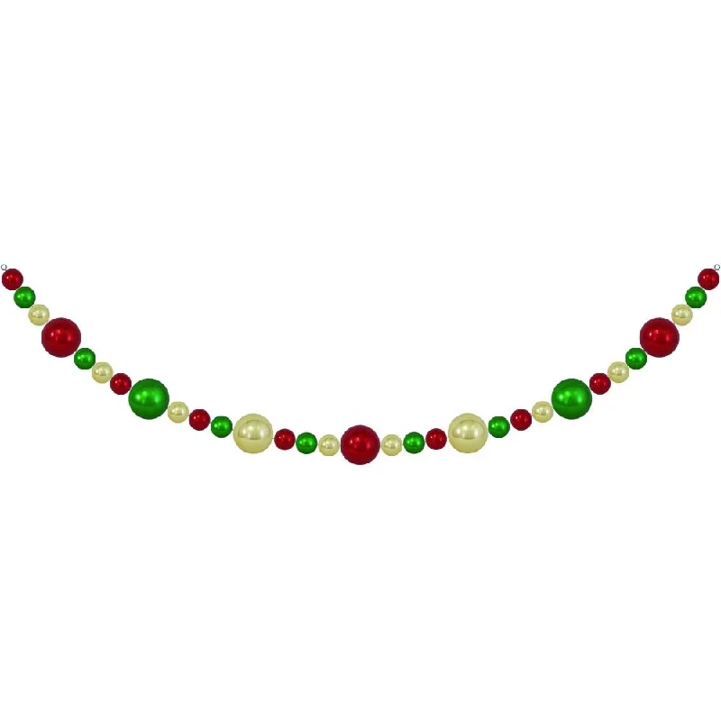 Christmas By Krebs Giant Garland, [1 Piece], Commercial Grade Indoor and Outdoor Shatterproof Plastic Garland Decoration (Sonic Red, Gilded Gold & Blarney Green UV Resistant - 10 Feet)