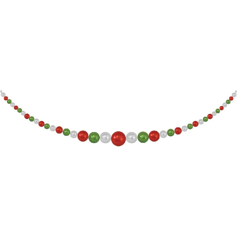 Christmas By Krebs Giant Garland, [1 Piece], Commercial Grade Indoor and Outdoor Shatterproof Plastic Garland Decoration (True Love Red, Limeade Green & Looking Glass Silver UV Resistant - 11.5 Feet)