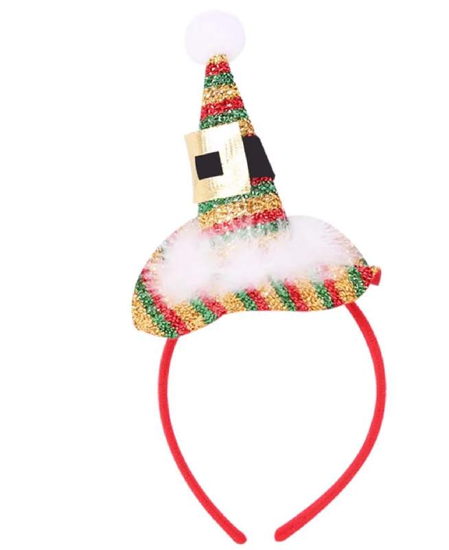 Christmas Headband With Hat Red and Green