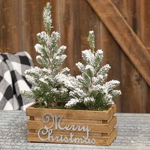 Christmas Tree in Wooden Pot