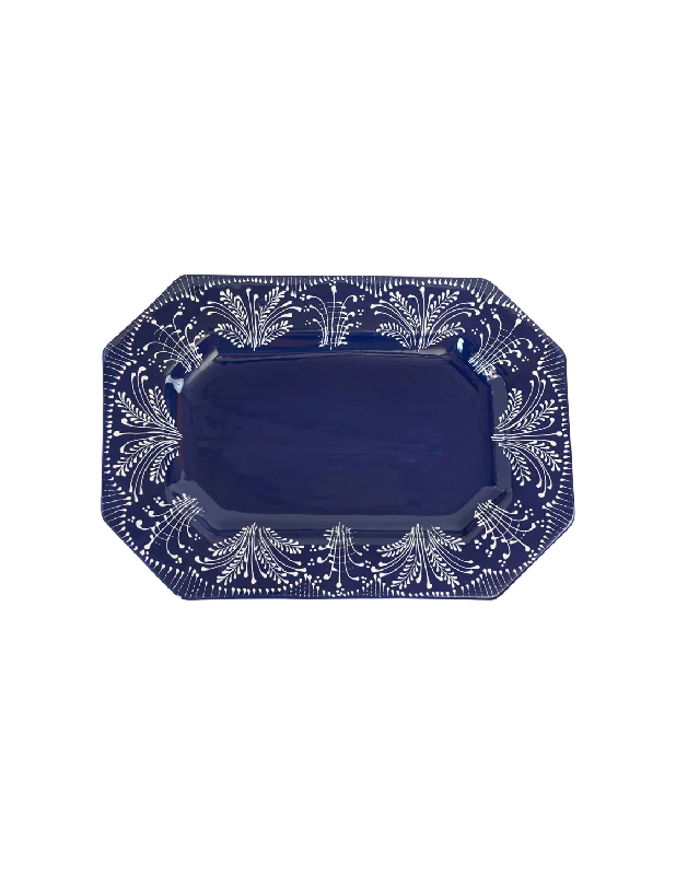 Cobalt Lace Octagonal Platter