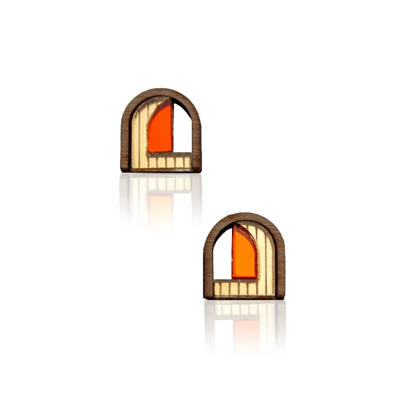 Chalk x Barbican single arch studs orange