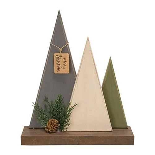 Farmhouse Christmas Tree Trio On Base