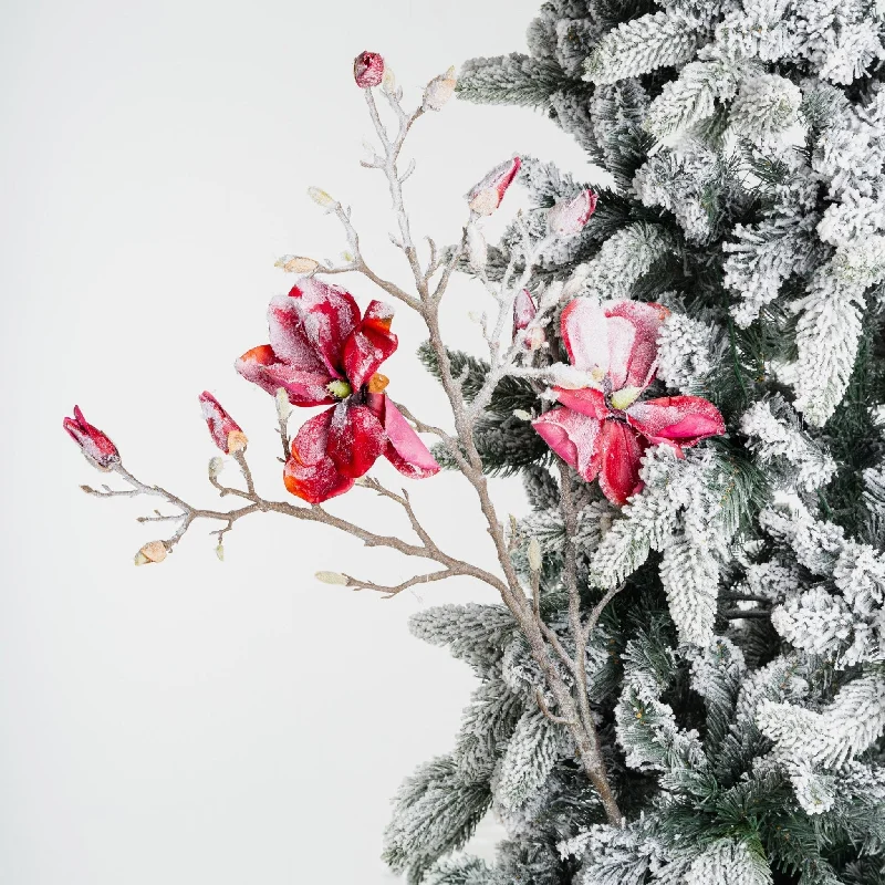 Red Faux Magnolia Stem