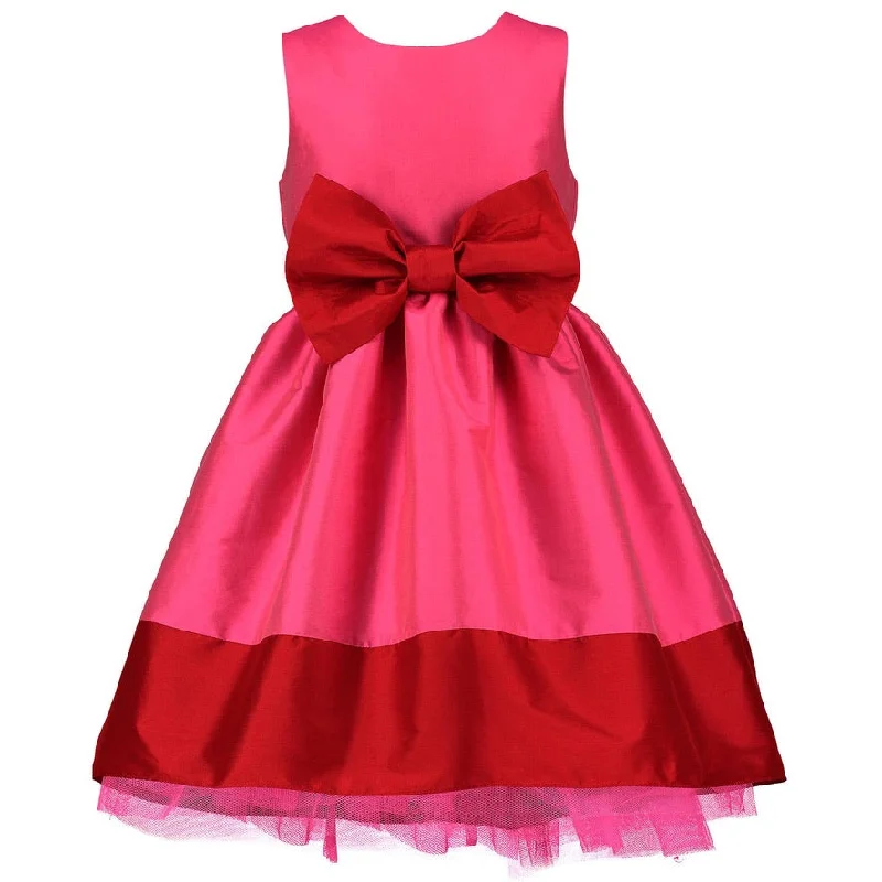 Holly Hastie Florence Pink & Red Taffeta Bow Girls Party Dress