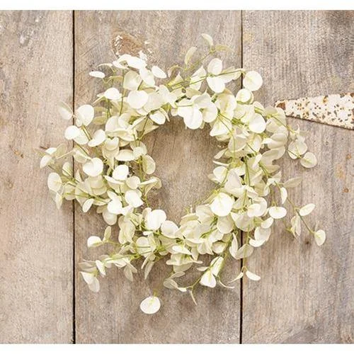 Foamy Silver Dollar Wreath, Cream, 20"