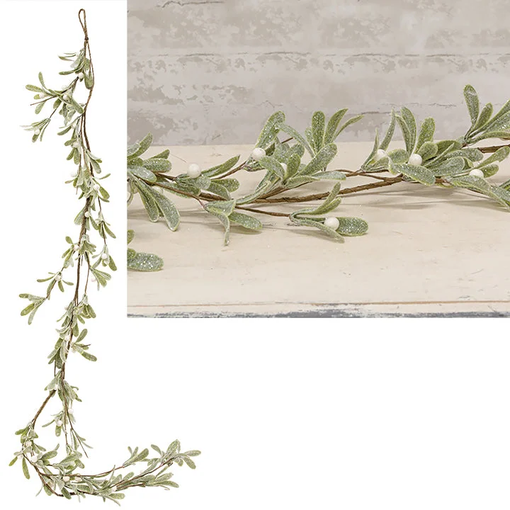 Glittered Mistletoe Garland, 5ft