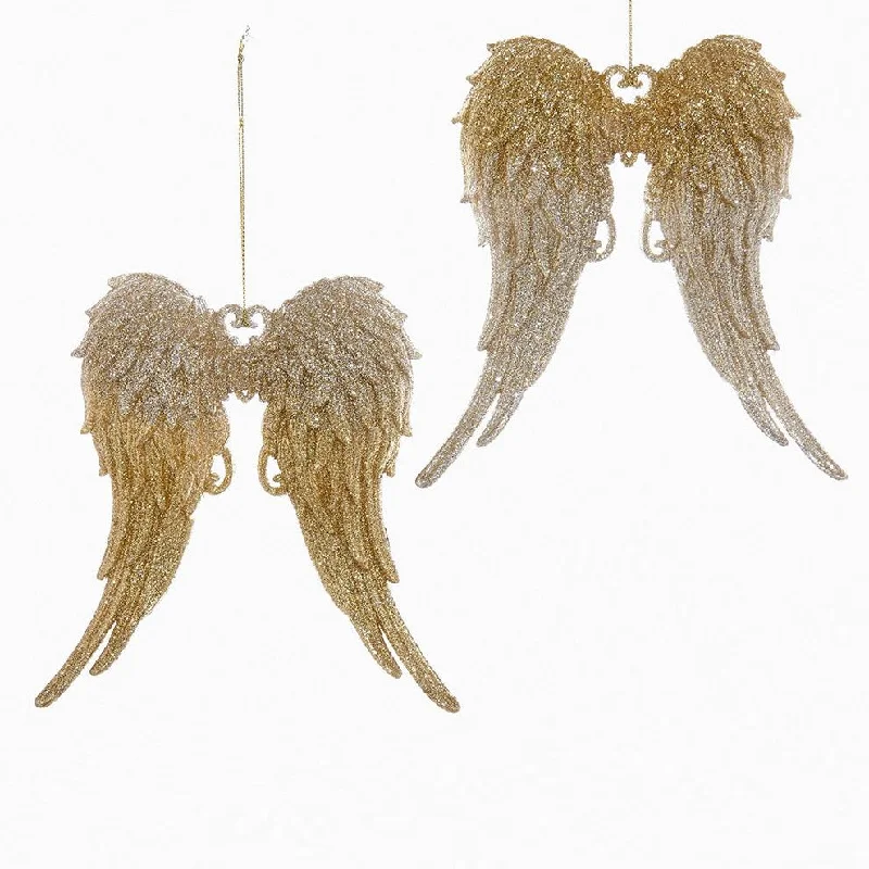 5.75" Gold and Silver Glitter Angel Wings Ornament