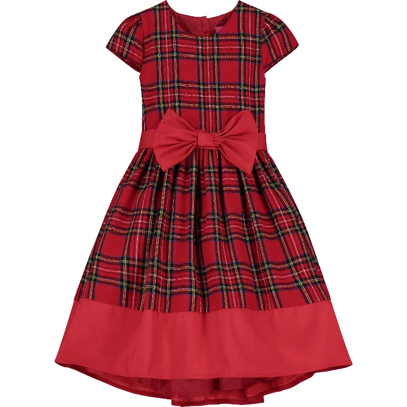 Holly Hastie Florence Tartan & Red Taffeta Bow Girls Party Dress