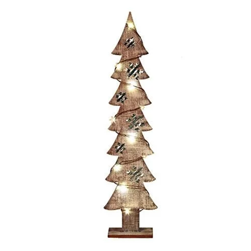 Lg Wood Galvanized Snowflake Tree w LED Light