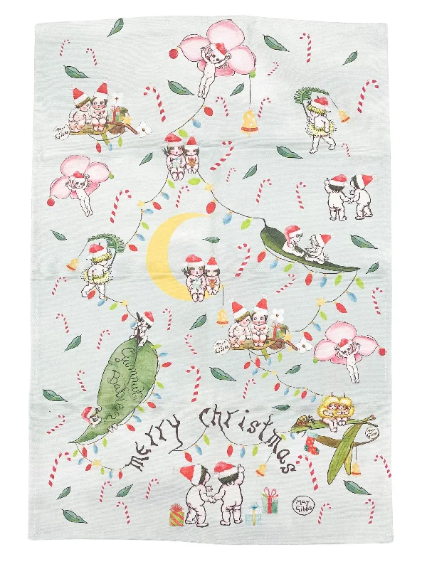 May Gibbs Christmas <br> Tea Towel Green