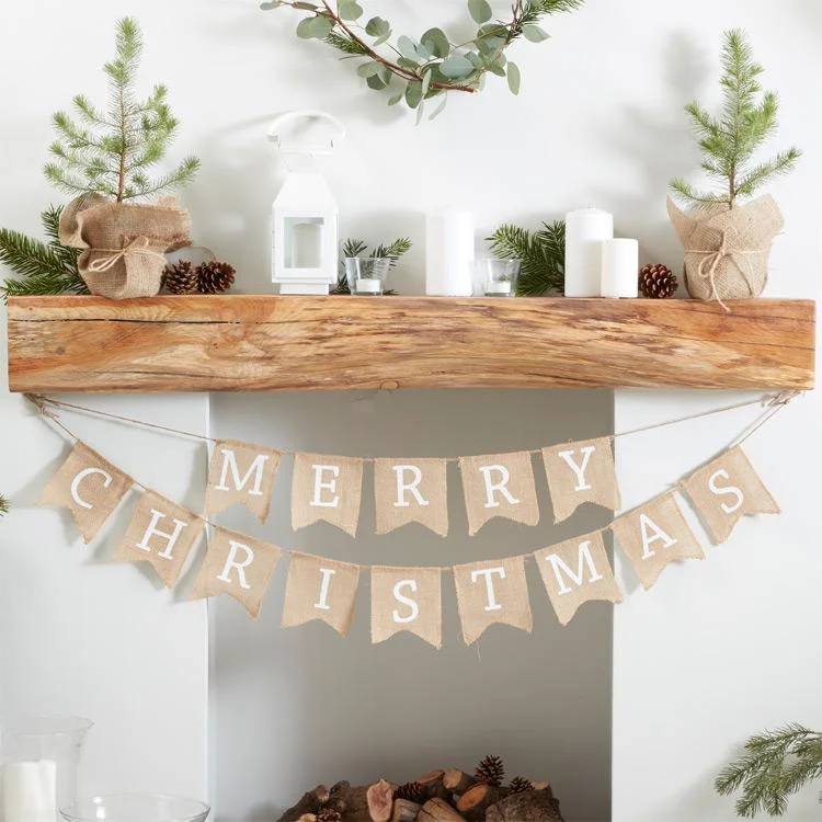 Merry Christmas Hessian Bunting