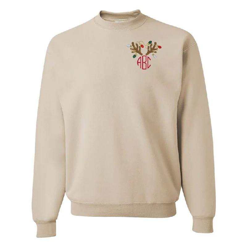 Monogrammed Antler Lights Crewneck Sweatshirt