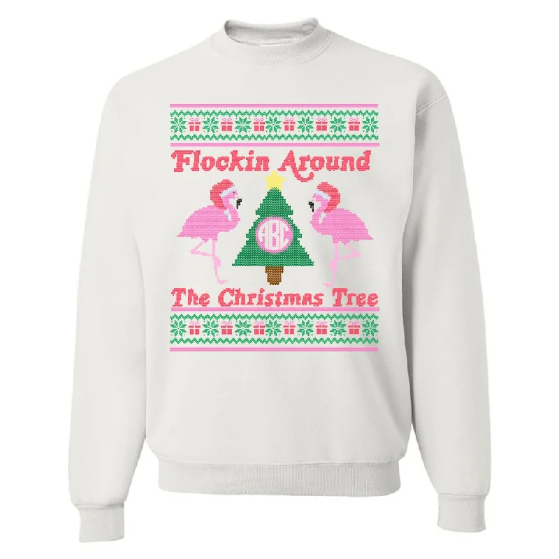 Monogrammed 'Flockin' Around The Christmas Tree' Crewneck Sweatshirt