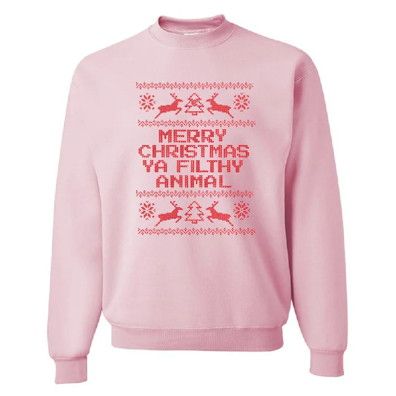 Monogrammed 'Merry Christmas Ya Filthy Animal' Crewneck Sweatshirt