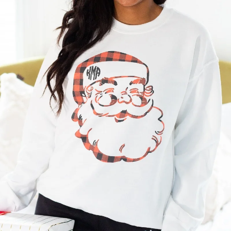 Monogrammed 'Plaid Santa' Crewneck Sweatshirt