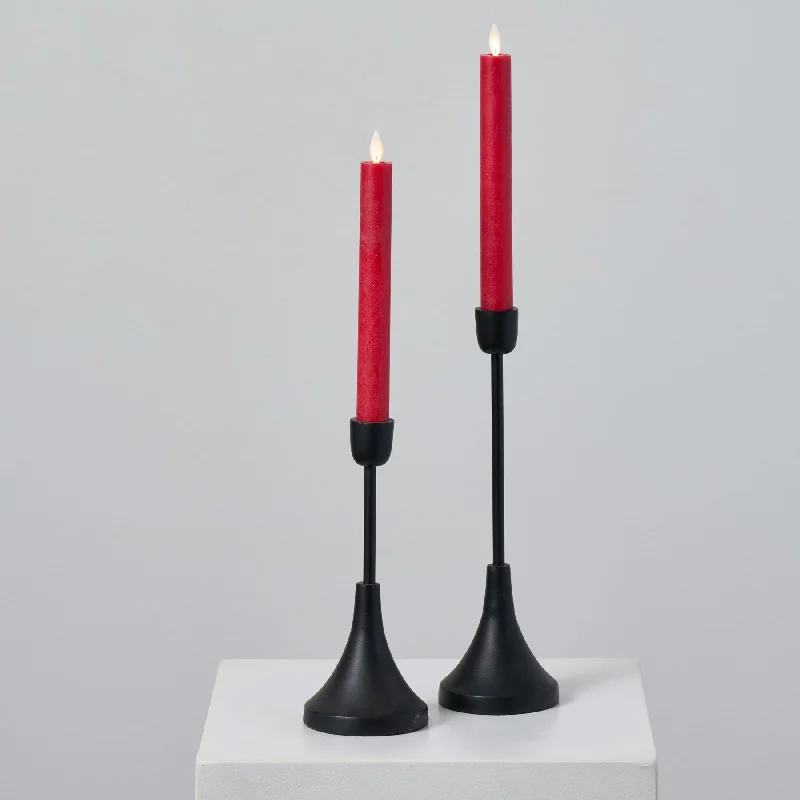 Moving Flameless LED Red 9" Taper Candles with Remote Set of 2