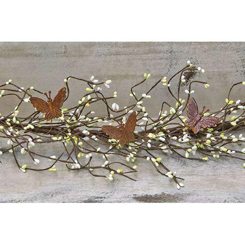 Pip Berry Garland With Butterflies, Citron, 40"