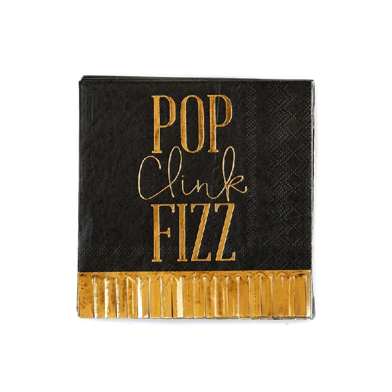 Pop Clink Fizz Fringed Cocktail Napkins (x18)