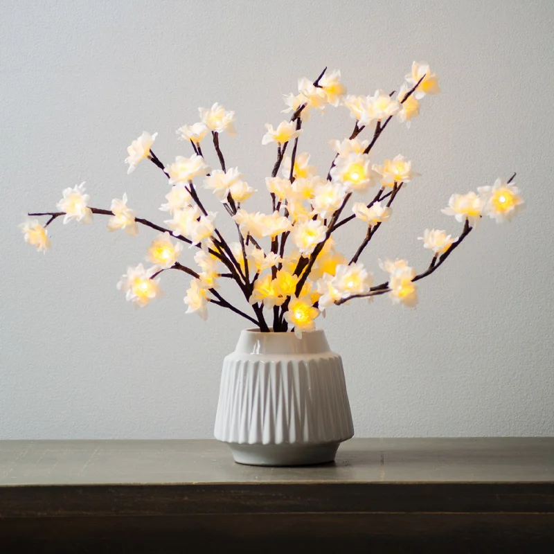 Pre-Lit Floral Cherry Blossom Branches LED Lights Battery Operated Short