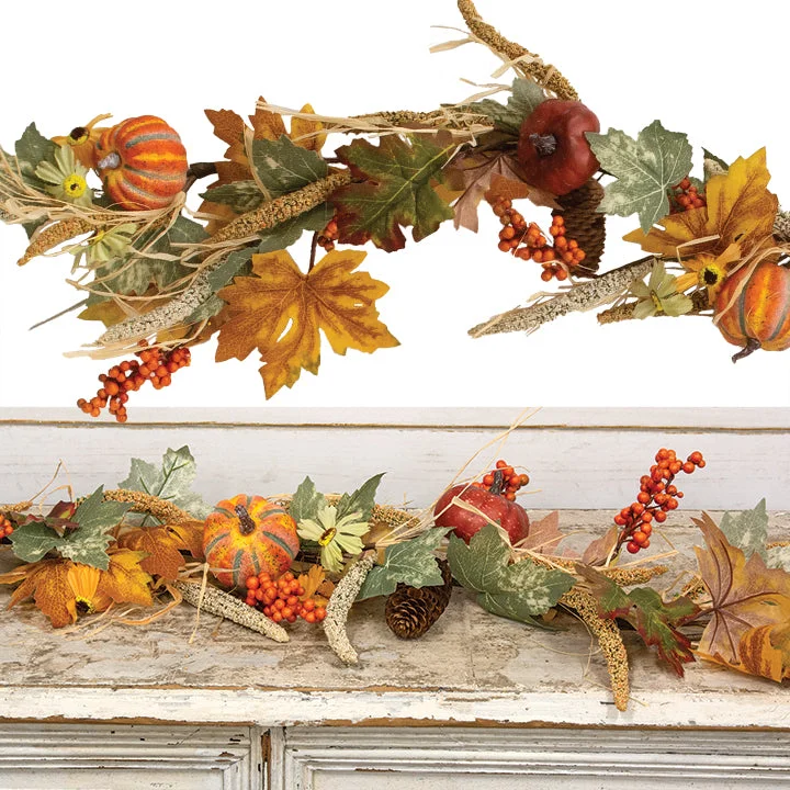 Pumpkin Harvest & Berry Garland, 5 ft