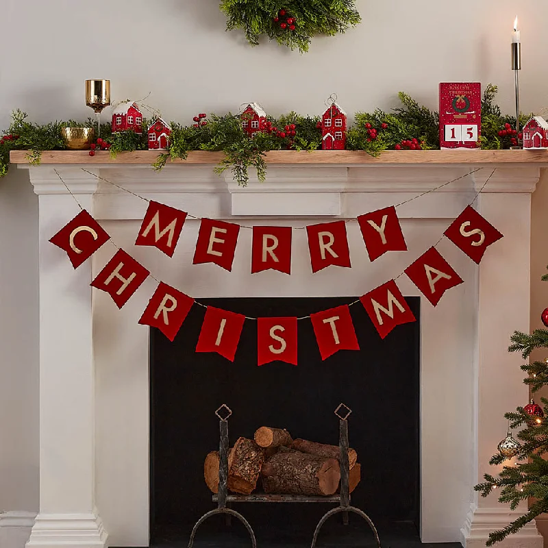 Red Felt Merry Christmas Flag Bunting (2m)