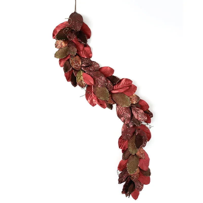 Red Magnolia Leaf Garland