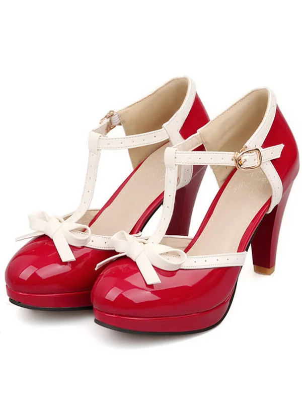 Retro Bow Décor High Heel Shoes