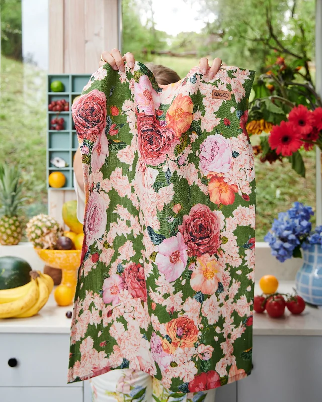 Rose Garden Linen Tea Towel