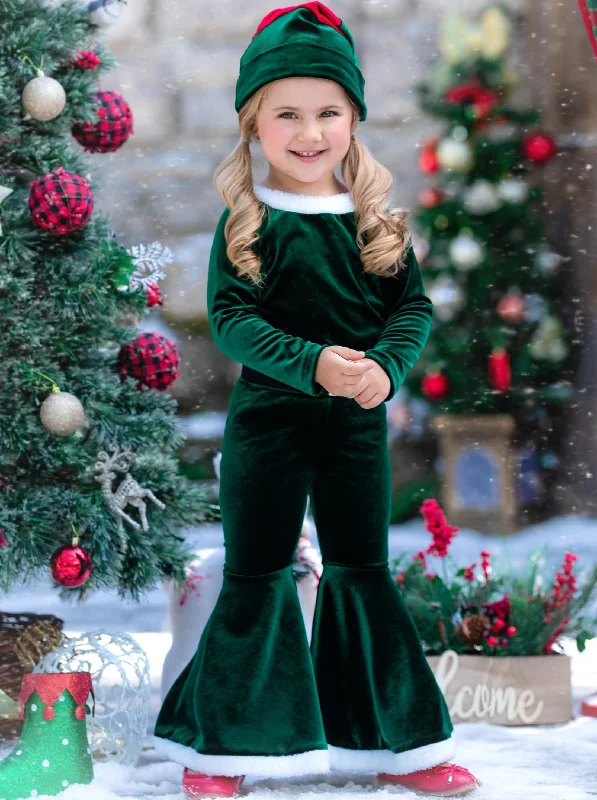 Santa's Little Helper Velvet Bell Bottom Set