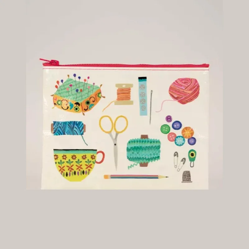 Sewing Kit Illustration Zip Pouch